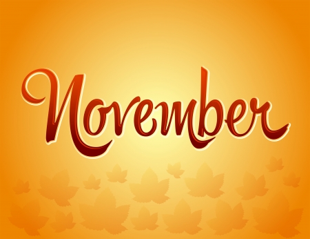 November lettering and Fallen Leaves - Vector EPS10 のイラスト素材