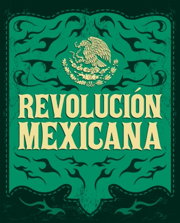 Revolucion Mexicana - mexican revolution spanish text - holiday vector poster - Grunge effects can be easily removedのイラスト素材