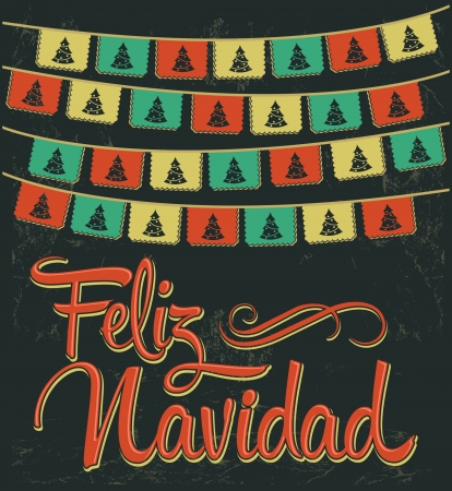 Feliz Navidad - Merry Christmas spanish text - Vector cardのイラスト素材