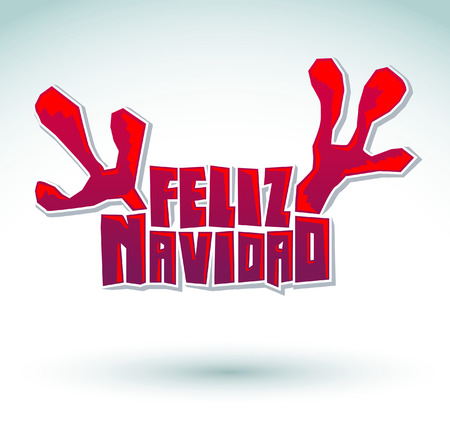 Feliz Navidad - Merry Christmas spanish text - reindeer antlers christmas letteringのイラスト素材