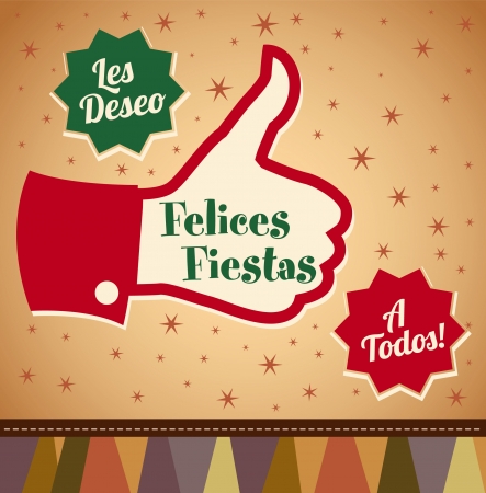 Felices fiestas - Happy Holidays spanish text - thumbs upのイラスト素材