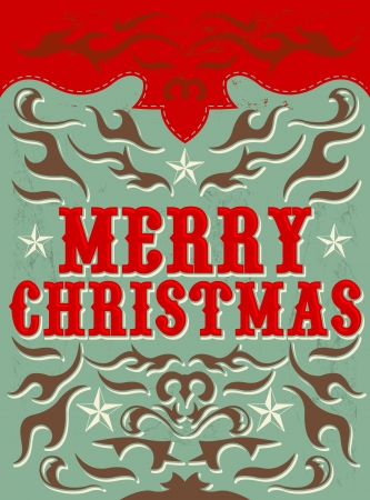 Vintage Christmas Card - western style - Vector  Grunge effects can be easily removedのイラスト素材