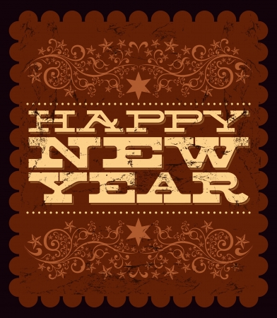 Vintage Happy new year - cardのイラスト素材