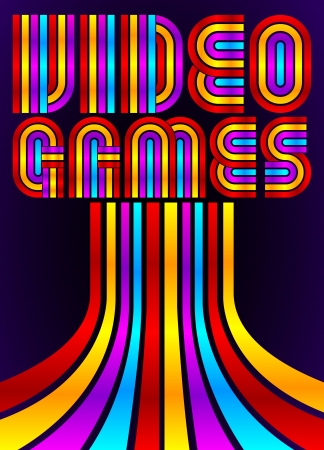 Video Games - poster - card - vector lettering - eighties video games styleのイラスト素材