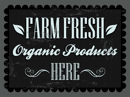 Vintage Farm Fresh - organic products - chalkboard styleのイラスト素材