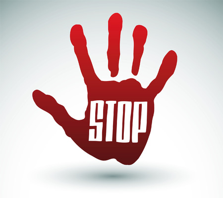 Hand raised with stop signのイラスト素材