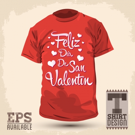 Graphic T- shirt design - Feliz Dia de San Valentin - Happy Valentines Day spanish text - Vector illustration - shirt printのイラスト素材