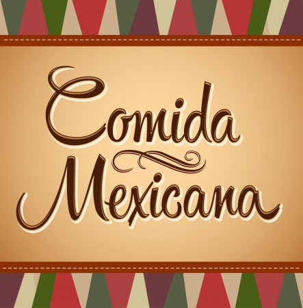 Comida Mexicana - Mexican Food Spanish text - Vector lettering - vintage backgroundのイラスト素材