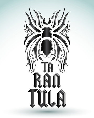 Tarantula lettering design - spider illustration - vectorのイラスト素材