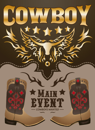 Cowboy main event poster vector - card - invitation templateのイラスト素材