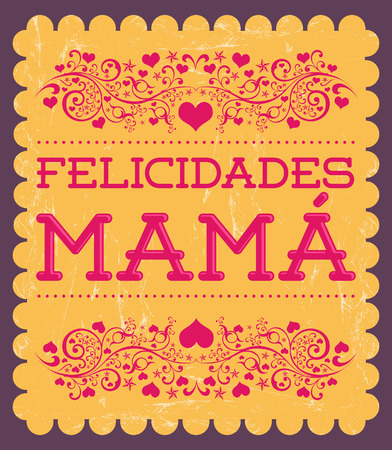 Felicidades Mama, Congrats Mother spanish text のイラスト素材