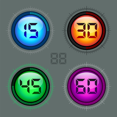 Modern colorful digital timer - stopwatch vector set - collectionのイラスト素材