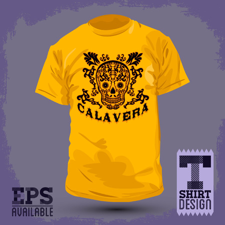 Graphic T- shirt design - Calavera - skull spanish text - Mexican illustration - t-shirt printのイラスト素材