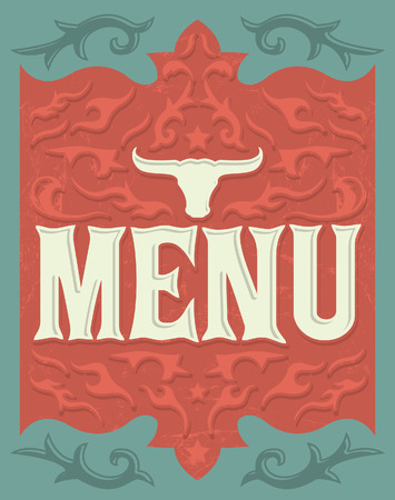 Vintage grill - steak - restaurant menu design - western styleのイラスト素材