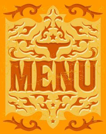 Vector grill - steak - restaurant menu design - western styleのイラスト素材