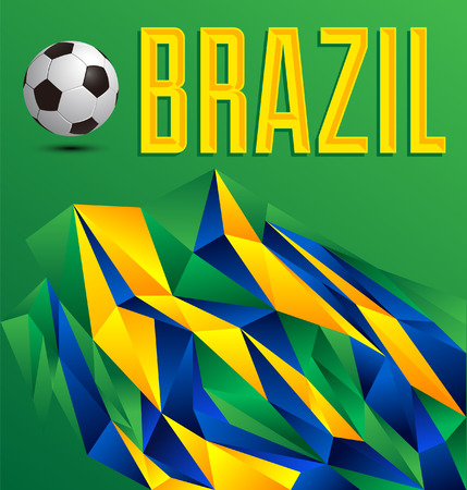 Brazil Geometric abstract background with soccer ballのイラスト素材