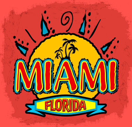 Miami - Florida - vector badge - emblem - summer tropical - heat printのイラスト素材