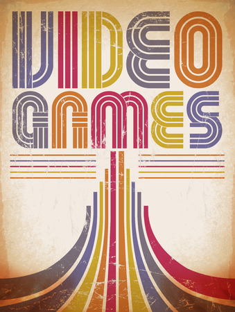 Video Games - vintage poster, card - eighties video games styleの写真素材
