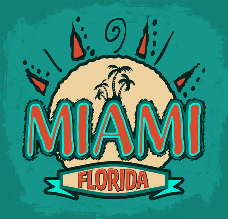 Miami Florida tropical iconのイラスト素材