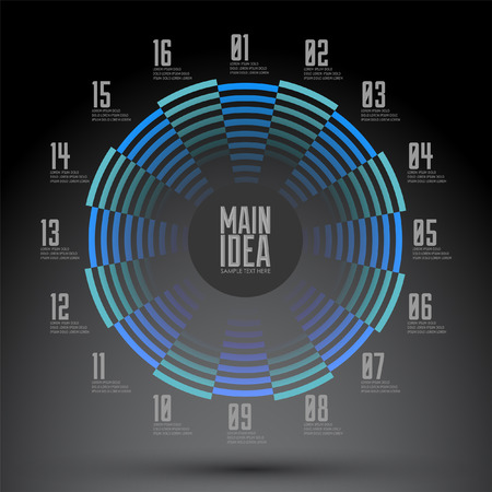 Circular numbered geometrical design, Diagram - busines presentation ready for your textのイラスト素材