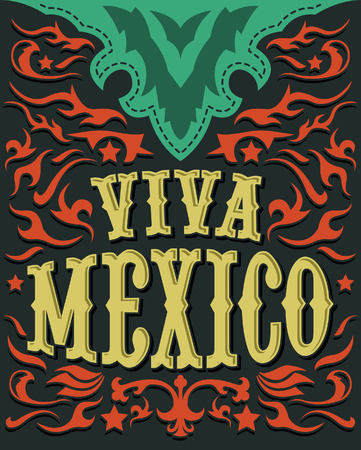 Viva Mexico - mexican holiday poster - western styleのイラスト素材