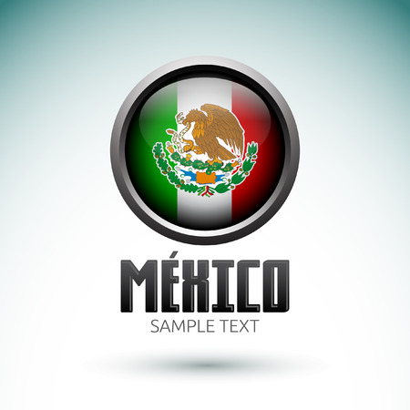 Modern Mexico icon - emblem, button with flag of Mexicoのイラスト素材