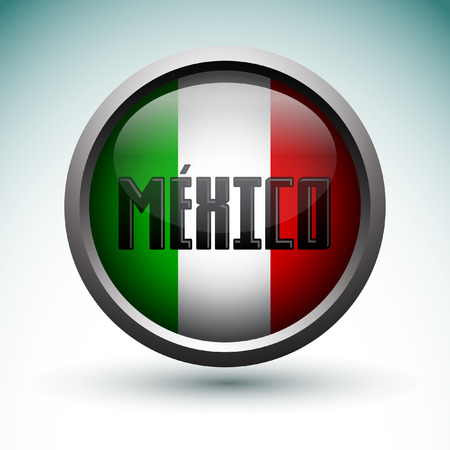 Modern Mexico icon - emblem, button with flag of Mexicoのイラスト素材