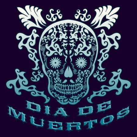 Dia de Muertos - Mexican Day of the death spanish text vintage vector decorationのイラスト素材