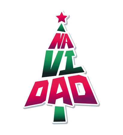 Navidad - Christmas spanish text - tree shape Christmas letteringの写真素材