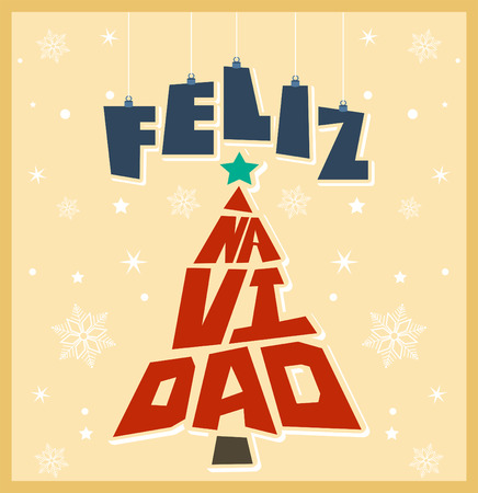 Merry Christmas - Christmas spanish text - Christmas tree shape letteringのイラスト素材