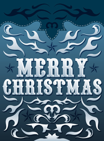 Merry Christmas Card - poster design - western styleのイラスト素材