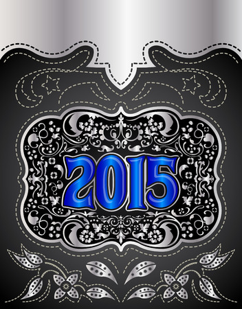 2015 New Year holidays design - western style - cowboy belt buckleのイラスト素材