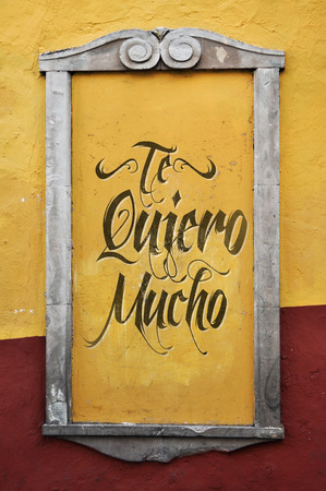 Te Quiero Mucho - I love you so much spanish text, graffity in a colonial frame - wallの写真素材