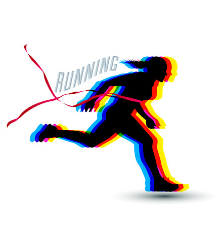 Woman crossing finish line - Running  Illustrationの写真素材