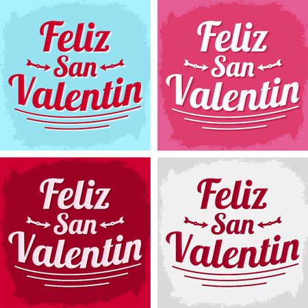 Feliz San Valentin - Happy valentines day in spanish language - vector set - cards collectionのイラスト素材