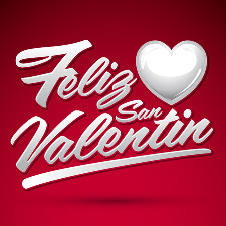 Feliz San Valentin - Happy Valentines spanish text - vector letteringのイラスト素材