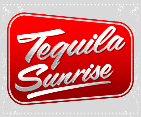 Tequila sunrise vector sign - lettering - mexican drink icon, emblemのイラスト素材