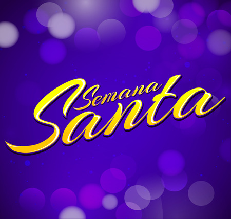 Semana Santa - Holy Week spanish text - vector lettering, Latin religious tradition before Easterのイラスト素材