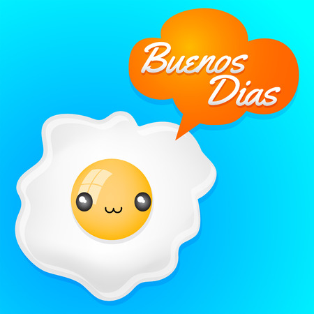 Buenos Dias Good Morning Spanish Text Cute Fried Egg With Balloon Anime Kawaii Styleのイラスト素材 ストックフォト 写真素材のstock Foto ストックドットフォト