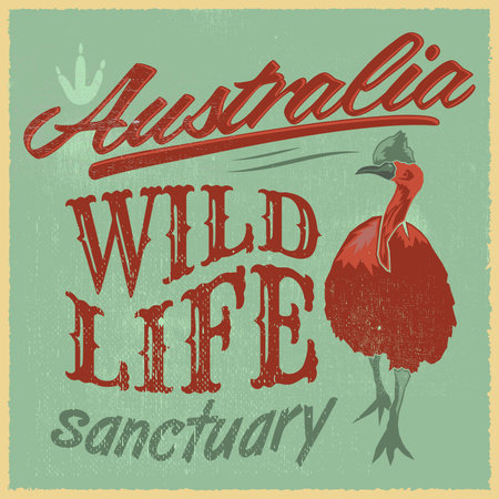 Vintage T  Shirt design  Australian Wild Life vector print illustrationのイラスト素材