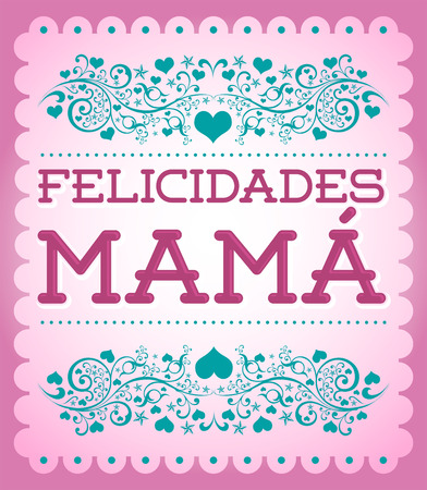 Felicidades Mama Congrats Mother spanish text  cute vector illustrationのイラスト素材