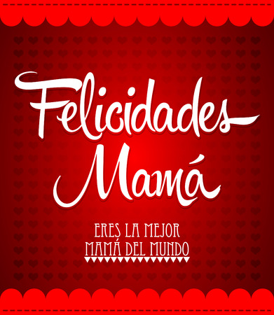 Felicidades Mama Congrats Mother spanish text  Vintage vector illustrationのイラスト素材