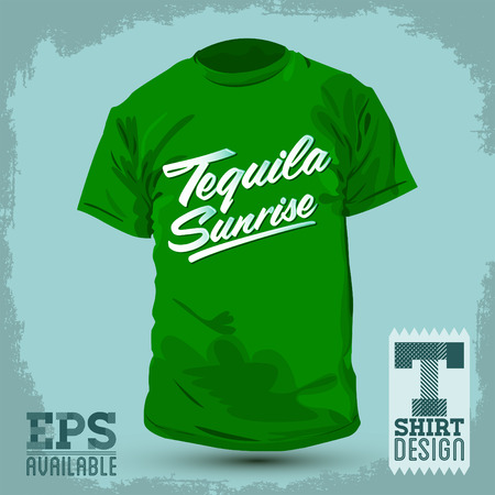 Graphic T shirt design  Tequila sunrise  Vector illustration  shirt printのイラスト素材