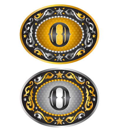 Letter O  Cowboy belt buckle  Alphabet vector designのイラスト素材