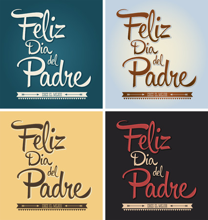 Feliz dia del padre  happy fathers day spanish text  vector card collection setのイラスト素材