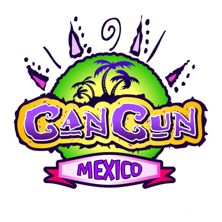 Cancun Mexico - illustration badge, isolated mexican beach icon - emblemの写真素材