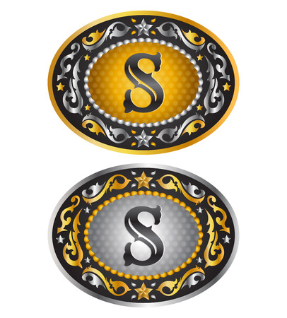 Letter S - Cowboy belt buckle - Alphabet vector designのイラスト素材