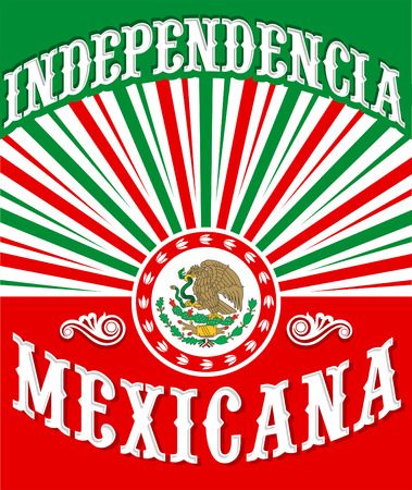 Independencia Mexicana - Mexican independence vintage poster design - mexican flag patriotic colorsのイラスト素材