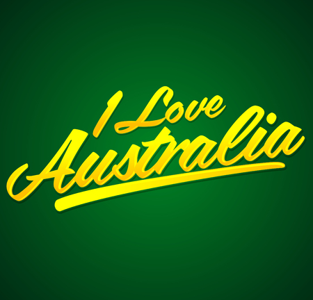 I love Australia - vector lettering, icon, emblem typographic designのイラスト素材