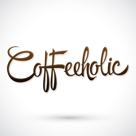 Coffeeholic, coffee addict vector lettering designのイラスト素材